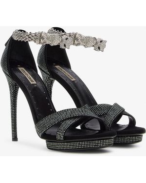 Roberto Cavalli Panther-Head High-Heel Sandals - Black