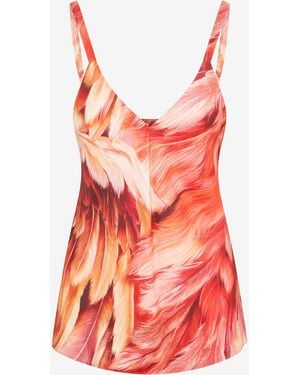 Roberto Cavalli Plumange Print Camisole - Red