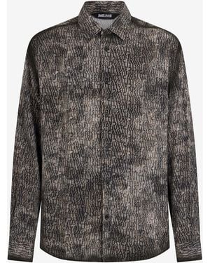 Roberto Cavalli Faded Effect Shirt With All-Over Lettering - Grey