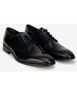 Roberto Cavalli Leather Shoes With Laced-Up Detail - Black