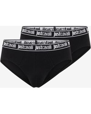 Roberto Cavalli Pack De Dos Slips Negros Con Cinturilla Con Logo
