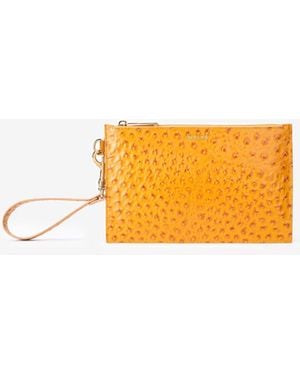 Roberto Cavalli Pochette Ocra Effetto Pelle Di Struzzo - Arancione