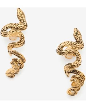 Roberto Cavalli Antiqued Snake Earrings - Metallic