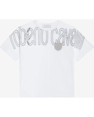 Roberto Cavalli Logo Print Cotton T-Shirt - Multicolour