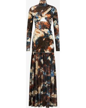 Roberto Cavalli Rusty Stain Print Dress Maxi - White