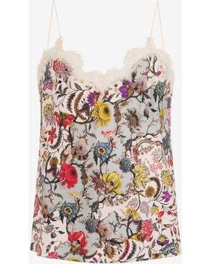 Roberto Cavalli Top With Florentine Flowers Print - White