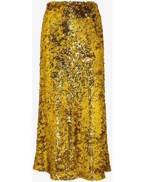 Roberto Cavalli Midi Skirt With Sequins - Yellow