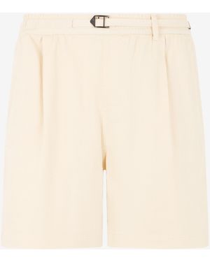Roberto Cavalli Cream Cotton Shorts With Belt - Natural