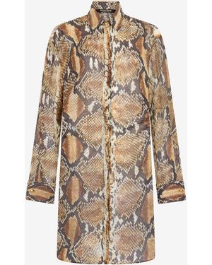 Roberto Cavalli Python Print Shirt Dress - Natural