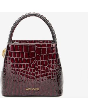 Roberto Cavalli Crocodile-Effect Roar Bag - Red