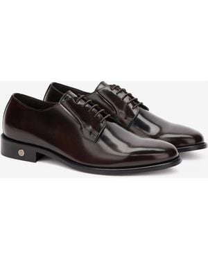 Roberto Cavalli Laced Loafers With Glossy Finish - Black