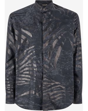 Roberto Cavalli Animal-Print Silk Shirt - Black
