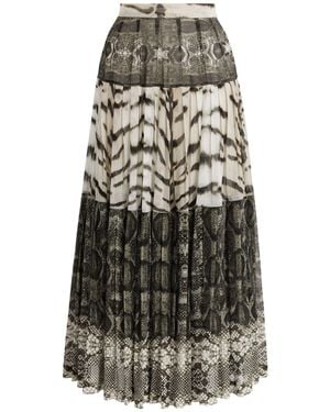 Roberto Cavalli La Tigresse Reptilla Pleated Skirt - White