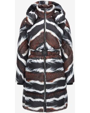 Roberto Cavalli Animalier Print Puffer Jacket With Belt - White