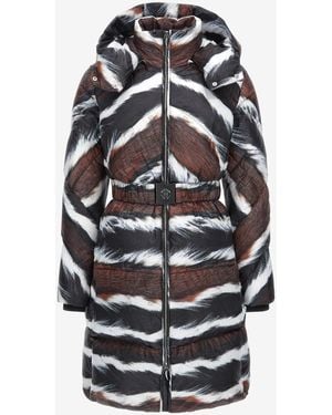 Roberto Cavalli Animalier Print Puffer Jacket With Belt - White