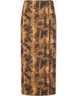 Roberto Cavalli Cobra Print Pencil Skirt - Natural
