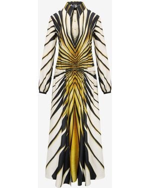 Roberto Cavalli Ray Of Print Silk Midi Dress - White