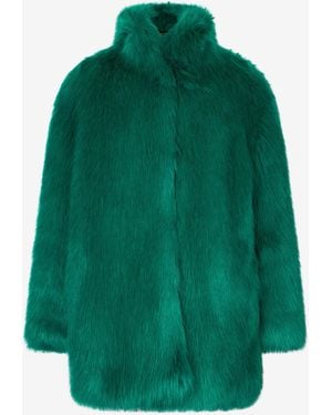 Roberto Cavalli Faux Fur Coat With High Collar - Green
