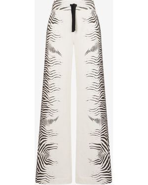 Roberto Cavalli Zebra Print Pants - White