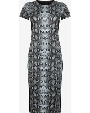Roberto Cavalli Snake Print Midi Dress - Gray