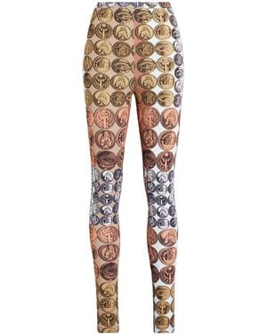Roberto Cavalli Stripes & Coins Leggings - Natural