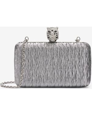 Roberto Cavalli Clutch With Tiger Fastening - Grey