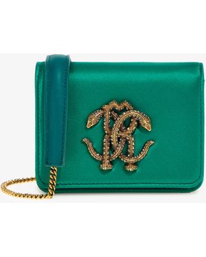 Roberto Cavalli Mini Crossbody Bag With Rc Logo - Green