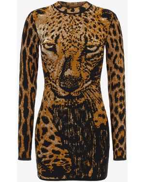 Roberto Cavalli Jaguar Print Knit Dress - Multicolour