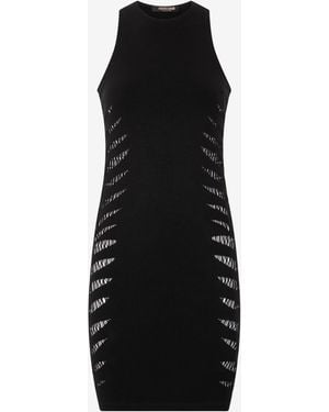 Roberto Cavalli Perforated Zebra Pattern Dress - Black