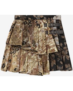 Roberto Cavalli Floral-Brocade Mini Skirt - Natural