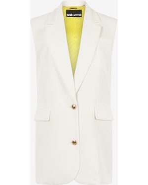 Roberto Cavalli Single-Breasted Blazer Dress - White