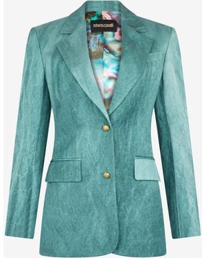 Roberto Cavalli Single-Breasted Structured Blazer - Green