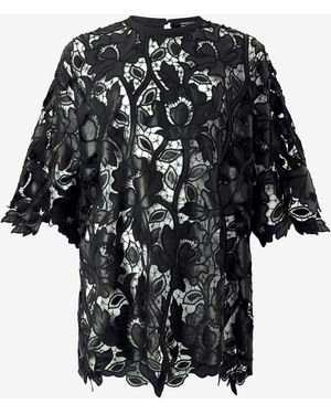 Roberto Cavalli Lace Top With Floral Macramé - Black