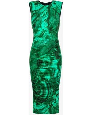 Roberto Cavalli Abito Midi Con Stampa Malachite - Verde
