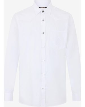 Roberto Cavalli Cotton Shirt With Monogram Rc - White