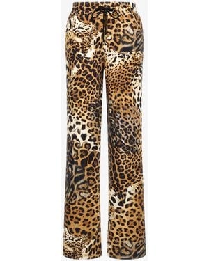 Roberto Cavalli Trousers With Jaguar Skin Print - White