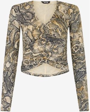 Roberto Cavalli Top With Python Print - White