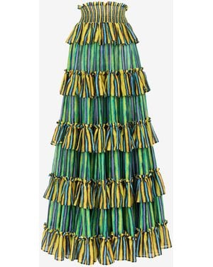 Roberto Cavalli High-Waisted Striped Maxi Skirt - Green