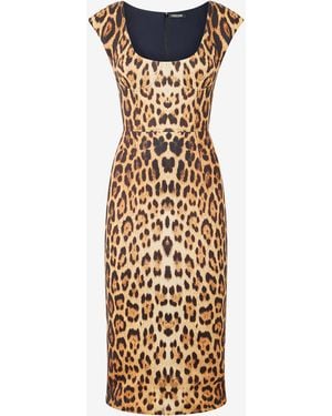 Roberto Cavalli Midi Dress With Jaguar Skin Print - Metallic
