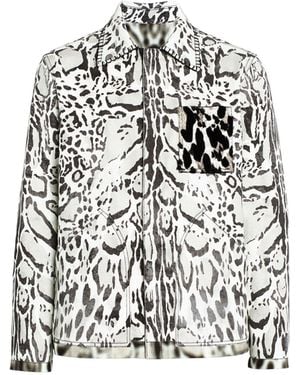 Roberto Cavalli Lynx Print Shirt Jacket - White
