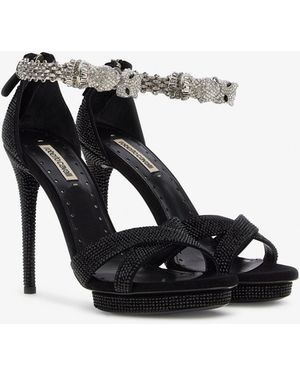 Roberto Cavalli Panther-Head High-Heel Sandals - Black
