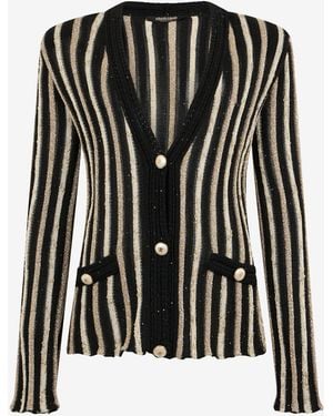 Roberto Cavalli Cardigan À Rayures Lamées - Noir