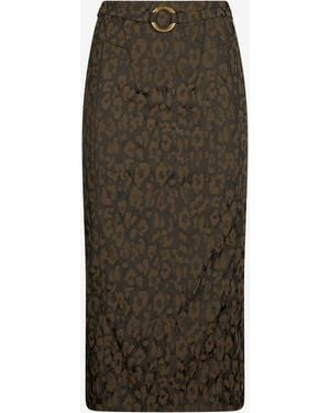 Roberto Cavalli Leopard Print Midi Skirt - Green