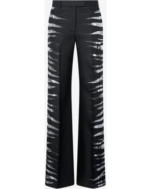 Roberto Cavalli Trousers With Side Zebra Print - Black