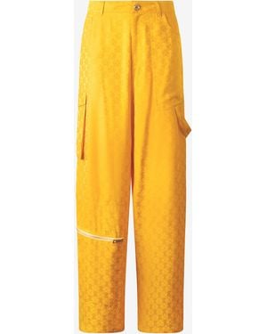 Roberto Cavalli Pantaloni Con Monogram Mirror Snake All Over - Giallo
