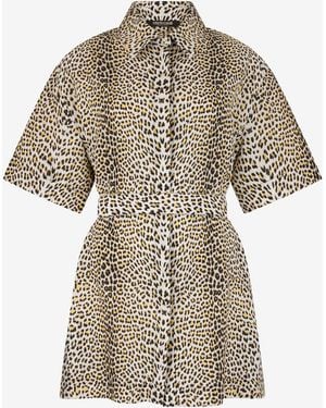 Roberto Cavalli Pop Jaguar Print Mini Dress - Natural