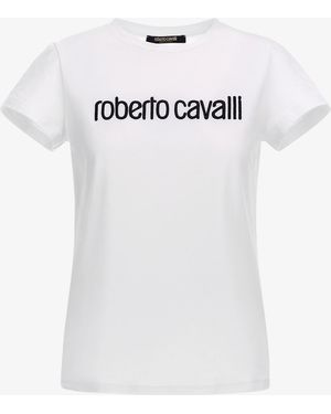 Roberto Cavalli T-Shirt Con Logo - Bianco