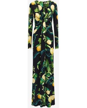 Roberto Cavalli Lemon Print Long Dress - Green