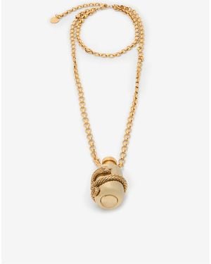 Roberto Cavalli Antiqued Necklace With Pendant And Snake Motif - Metallic