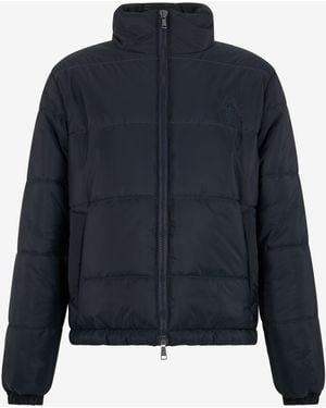 Roberto Cavalli Marineblaue Steppjacke Mit Stehkragen Und Reißverschluss